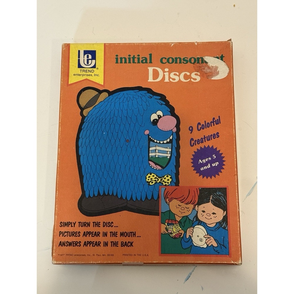 Vintage 1977 Teaching Initial Consonant Discs T-264 Colorful Creatures in Box 9